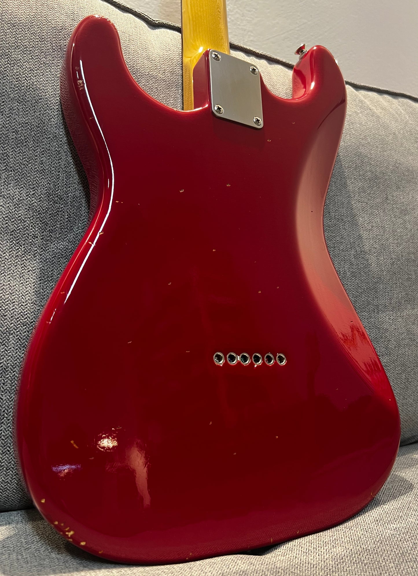 Hollowtone Hardtail Strat in Dakota Red relic
